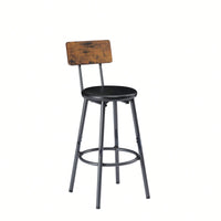 Industrial Style 7 Piece Pub High Dining Set With Rustic Grey Table And 6 PU Leather Bar Chairs For Kitchen And Living Room