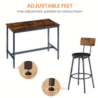 Industrial Style 7 Piece Pub High Dining Set With Rustic Grey Table And 6 PU Leather Bar Chairs For Kitchen And Living Room