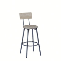 Industrial Style 7 Piece Pub High Dining Set With Rustic Grey Table And 6 PU Leather Bar Chairs For Kitchen And Living Room
