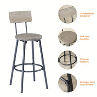 Industrial Style 7 Piece Pub High Dining Set With Rustic Grey Table And 6 PU Leather Bar Chairs For Kitchen And Living Room