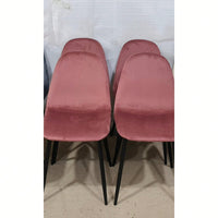 Set Of 4 Modern Velvet Upholstered Dining Chairs With Spoon Shape Design And Black Metal Legs For Kitchen And Dining Room - Pink