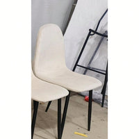 Set Of 4 Modern Velvet Upholstered Dining Chairs With Spoon Shape Design And Black Metal Legs For Kitchen And Dining Room - Pink