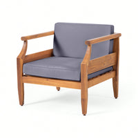 Acacia Wood Outdoor Club Chairs With Dark Gray Cushions For Patio And Garden