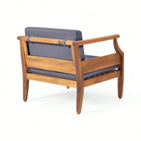 Acacia Wood Outdoor Club Chairs With Dark Gray Cushions For Patio And Garden