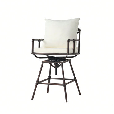 Height Adjustable Outdoor Patio Swivel Bar Stool With Cushions For Comfort And Style