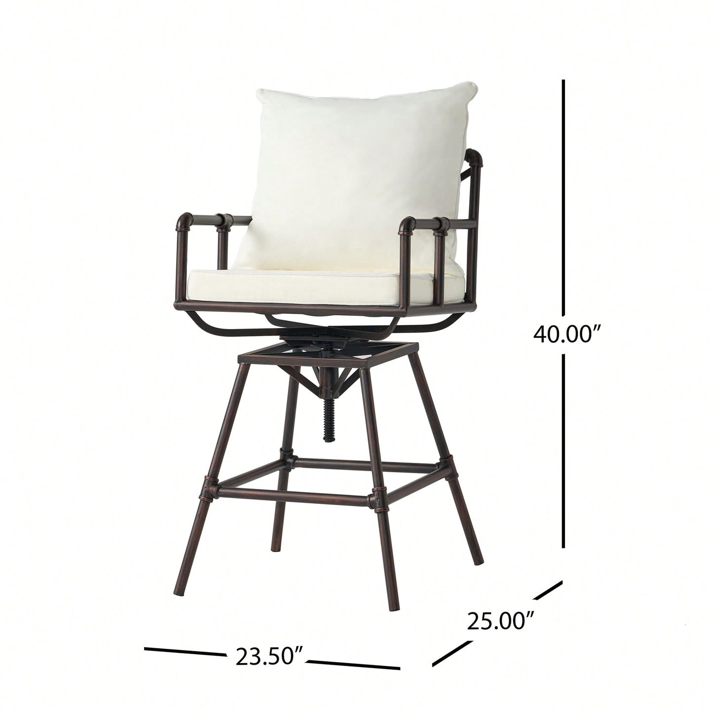 Height Adjustable Outdoor Patio Swivel Bar Stool With Cushions For Comfort And Style