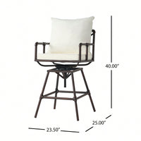 Height Adjustable Outdoor Patio Swivel Bar Stool With Cushions For Comfort And Style