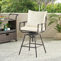 Height Adjustable Outdoor Patio Swivel Bar Stool With Cushions For Comfort And Style