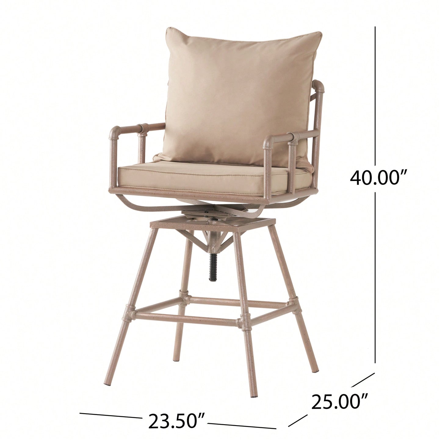 Height Adjustable Outdoor Patio Swivel Bar Stool With Cushions For Comfort And Style