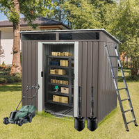 6ft X 5ft Outdoor Metal Storage Shed With Transparent Panels For Easy Visibility