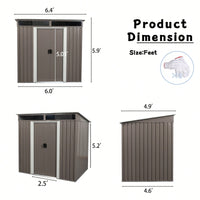 6ft X 5ft Outdoor Metal Storage Shed With Transparent Panels For Easy Visibility