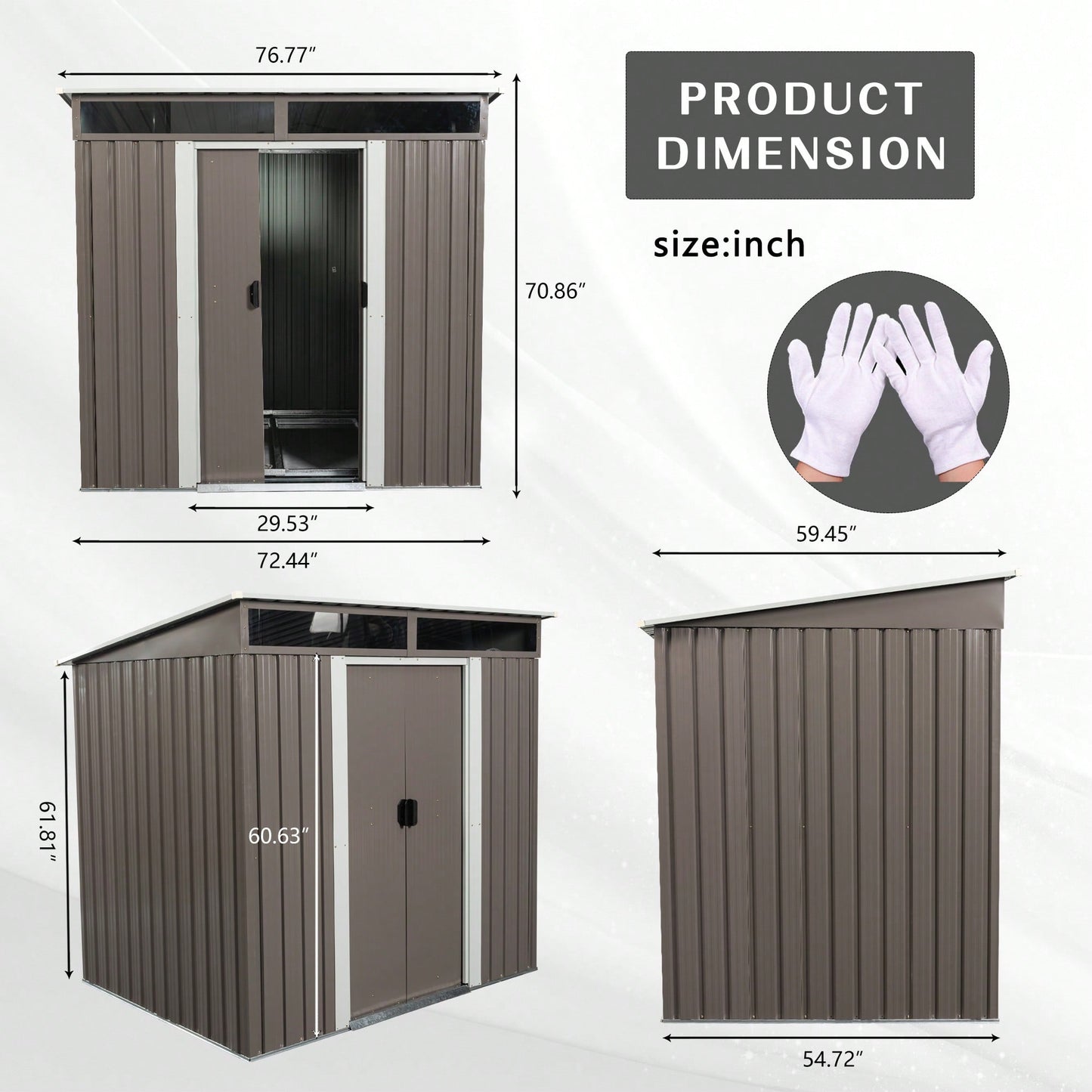 6ft X 5ft Outdoor Metal Storage Shed With Transparent Panels For Easy Visibility