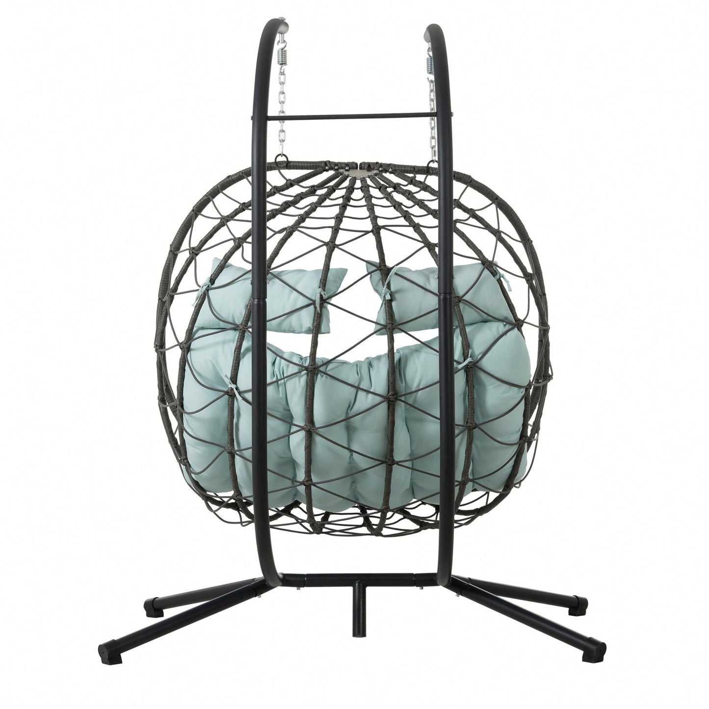 2 Person Wicker Egg Chair With Stand For Indoor Outdoor Use Swing Chair For Patio Balcony Living Room Bedroom