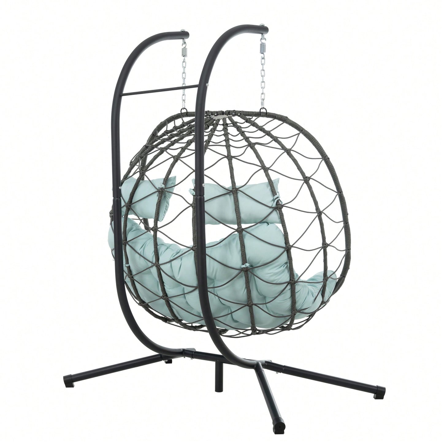 2 Person Wicker Egg Chair With Stand For Indoor Outdoor Use Swing Chair For Patio Balcony Living Room Bedroom