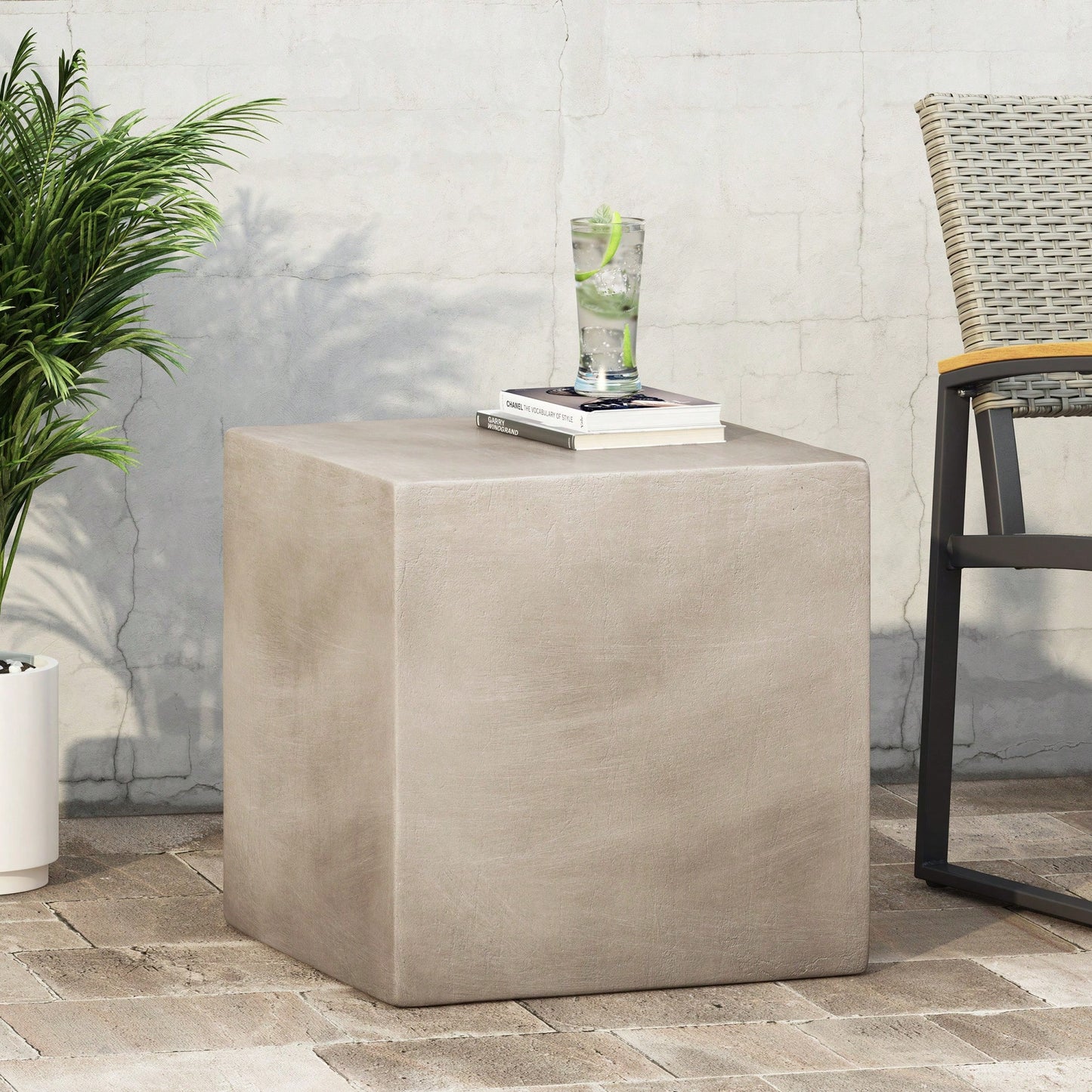 Outdoor MGO Side Table For Patio And Garden Use Light Grey