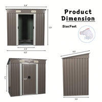 6ft X 4ft Durable Outdoor Metal Storage Shed For Garden Tools And Equipment