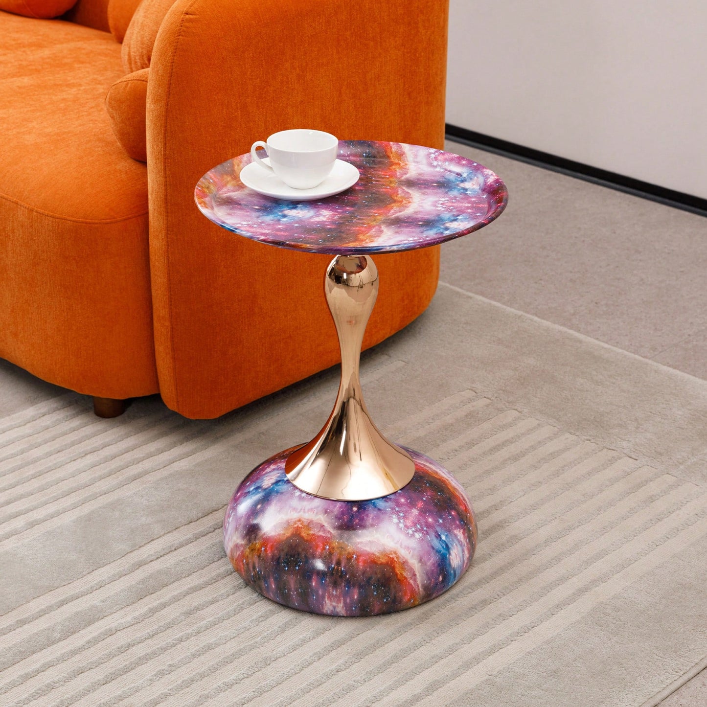 Modern Round Metal Pedestal Accent Table For Small Spaces Stylish Minimalist Side Table Ideal For Living Room And Martini Decor