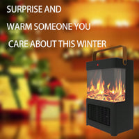 1500W Indoor Electric Fireplace Heater With 3D LED Flame Double Safety Protection Portable Space Heater For Home Office And Holiday Decor