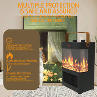 1500W Indoor Electric Fireplace Heater With 3D LED Flame Double Safety Protection Portable Space Heater For Home Office And Holiday Decor