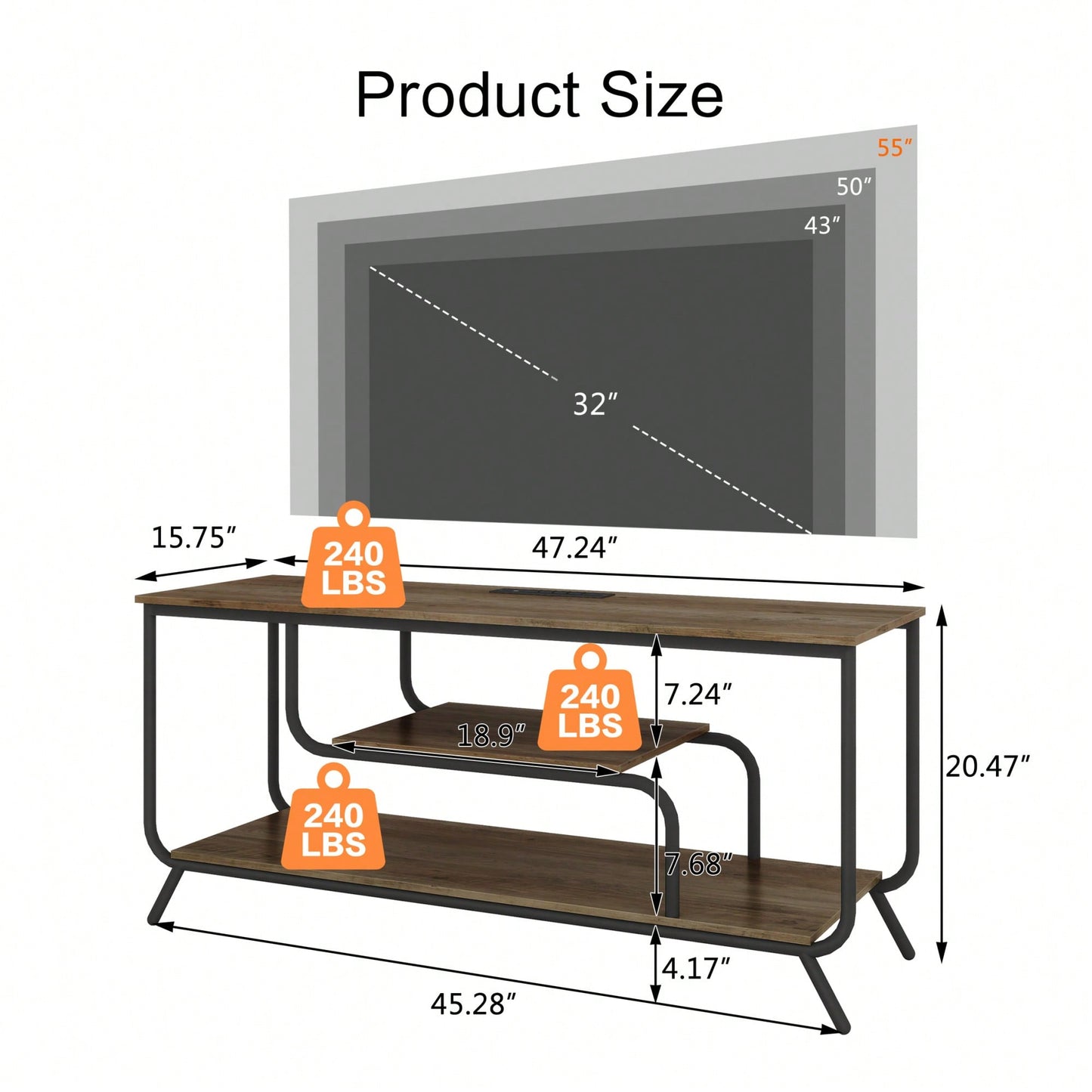 Modern Light Gray TV Stand with Power Outlets and LED Lights for TVs Up to 55 Inch Entertainment Center with Shelves for Living Room Bedroom