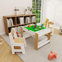 Kids Activity Table And Chair Set With Storage Compartments For Building Blocks And Learning Games