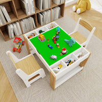 Kids Activity Table And Chair Set With Storage Compartments For Building Blocks And Learning Games