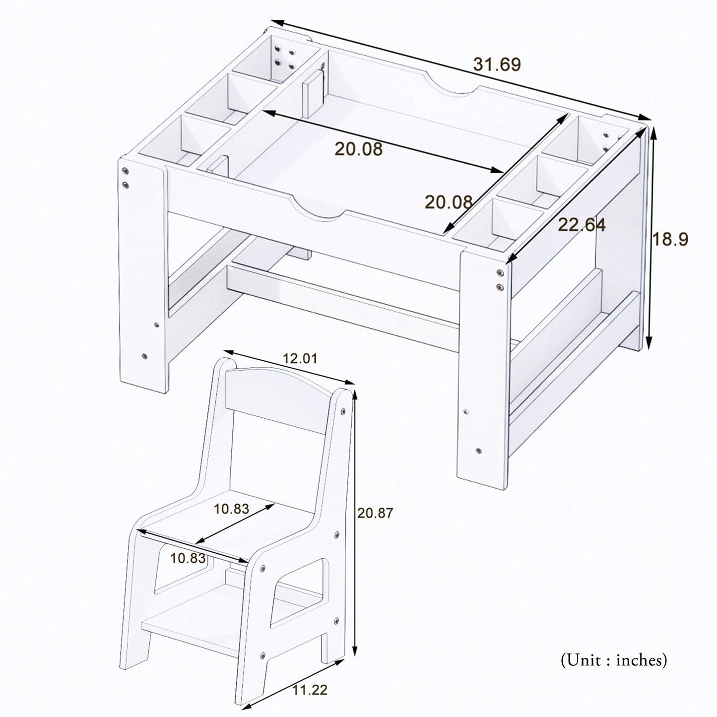 Kids Activity Table And Chair Set With Storage Compartments For Building Blocks And Learning Games