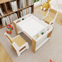 Kids Activity Table And Chair Set With Storage Compartments For Building Blocks And Learning Games