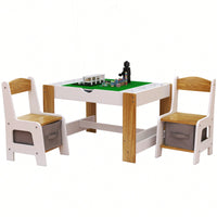 Kids Activity Table And Chair Set With Storage Compartments For Building Blocks And Learning Games