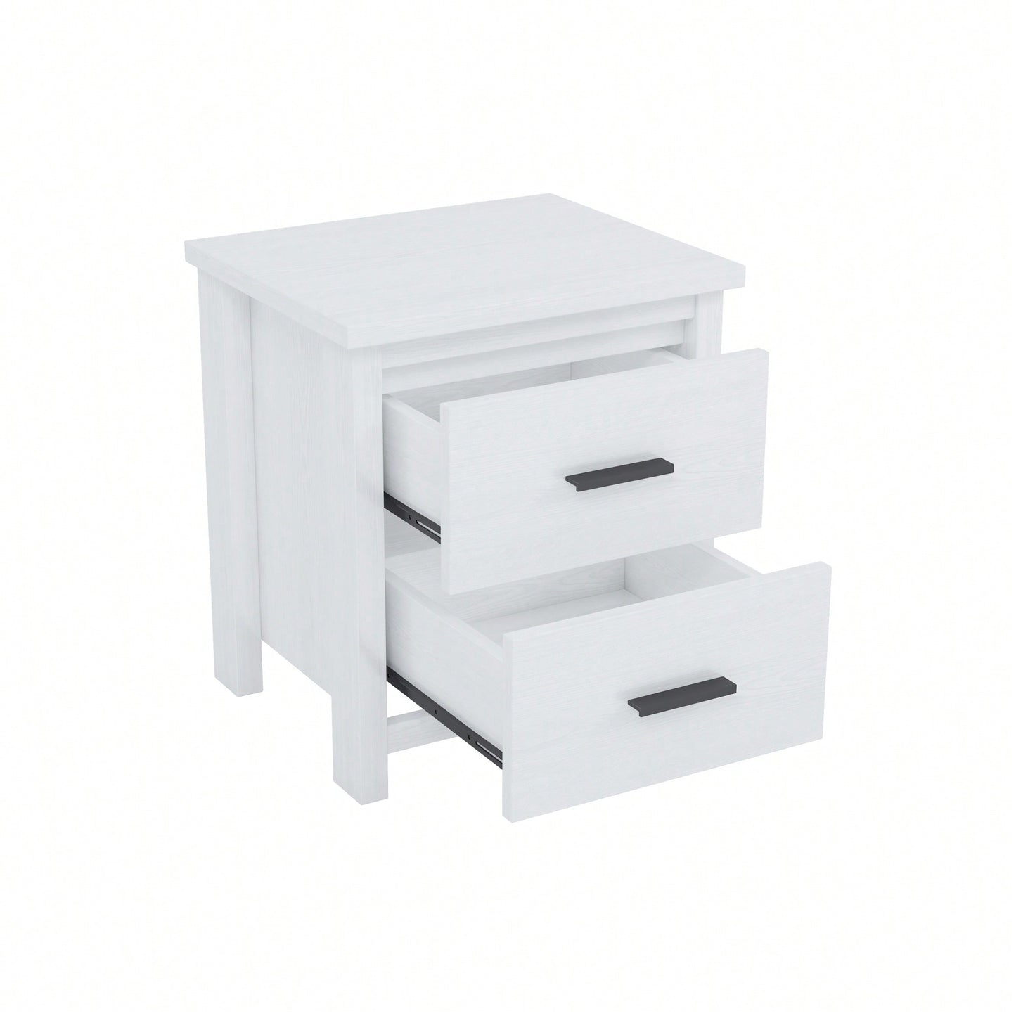 Elegant White Two Drawer Nightstand With Ample Storage Space For Bedroom