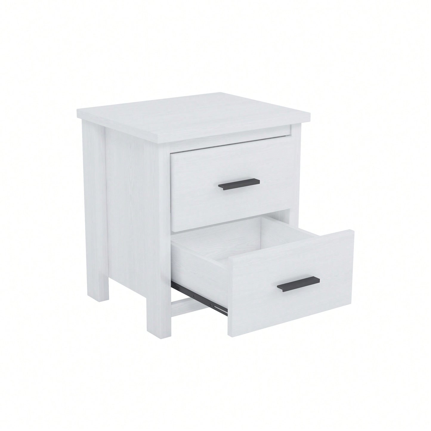 Elegant White Two Drawer Nightstand With Ample Storage Space For Bedroom