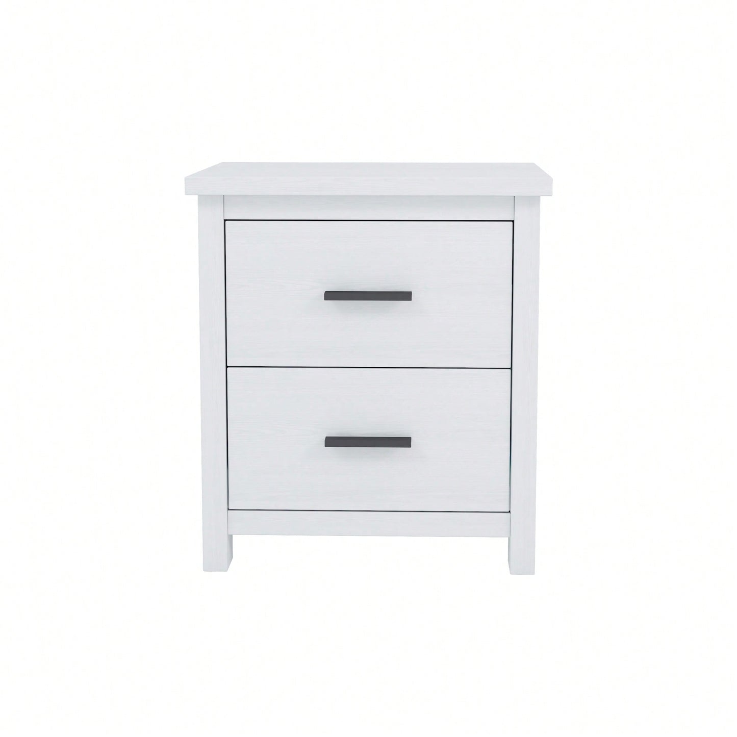 Elegant White Two Drawer Nightstand With Ample Storage Space For Bedroom