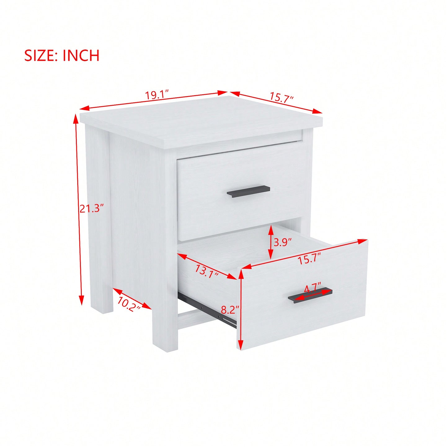 Elegant White Two Drawer Nightstand With Ample Storage Space For Bedroom