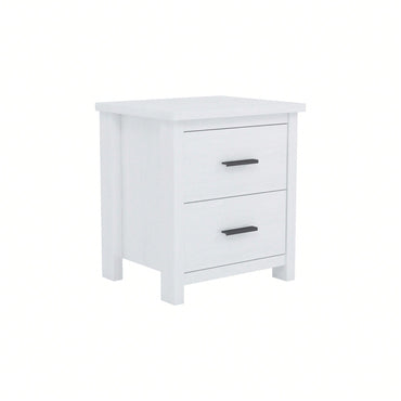 Elegant White Two Drawer Nightstand With Ample Storage Space For Bedroom