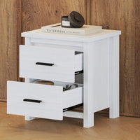 Elegant White Two Drawer Nightstand With Ample Storage Space For Bedroom