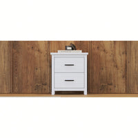 Elegant White Two Drawer Nightstand With Ample Storage Space For Bedroom