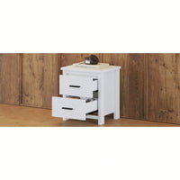 Elegant White Two Drawer Nightstand With Ample Storage Space For Bedroom