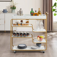 6-Tier Retro Style Bar Cart With Wine Rack And Glass Holder, Rolling Beverage Trolley For Kitchen And Living Room