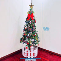 5ft Artificial Christmas Tree With Energy-Saving LED Lights And 109 Pendant Tree Skirts And Guardrails