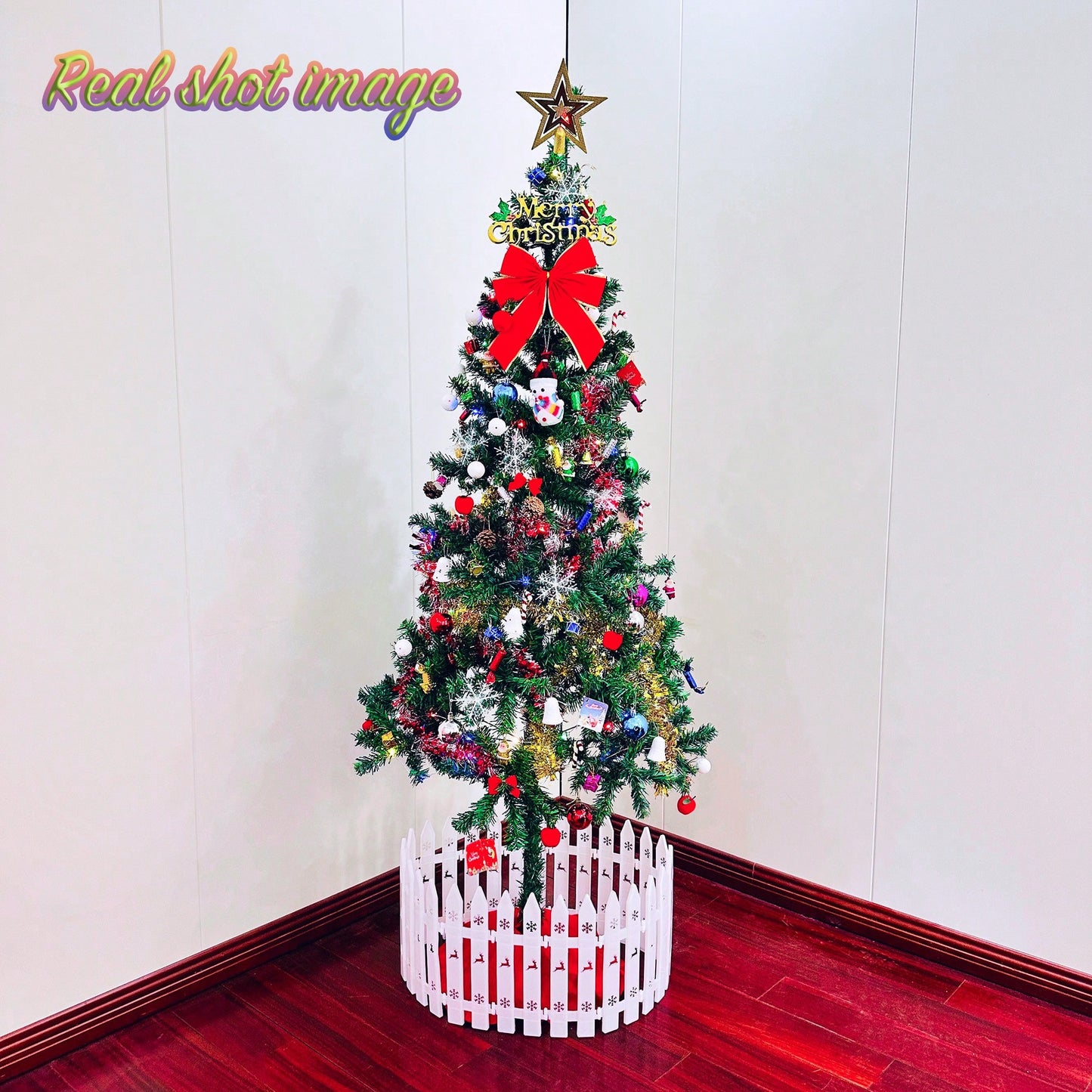 5ft Artificial Christmas Tree With Energy-Saving LED Lights And 109 Pendant Tree Skirts And Guardrails