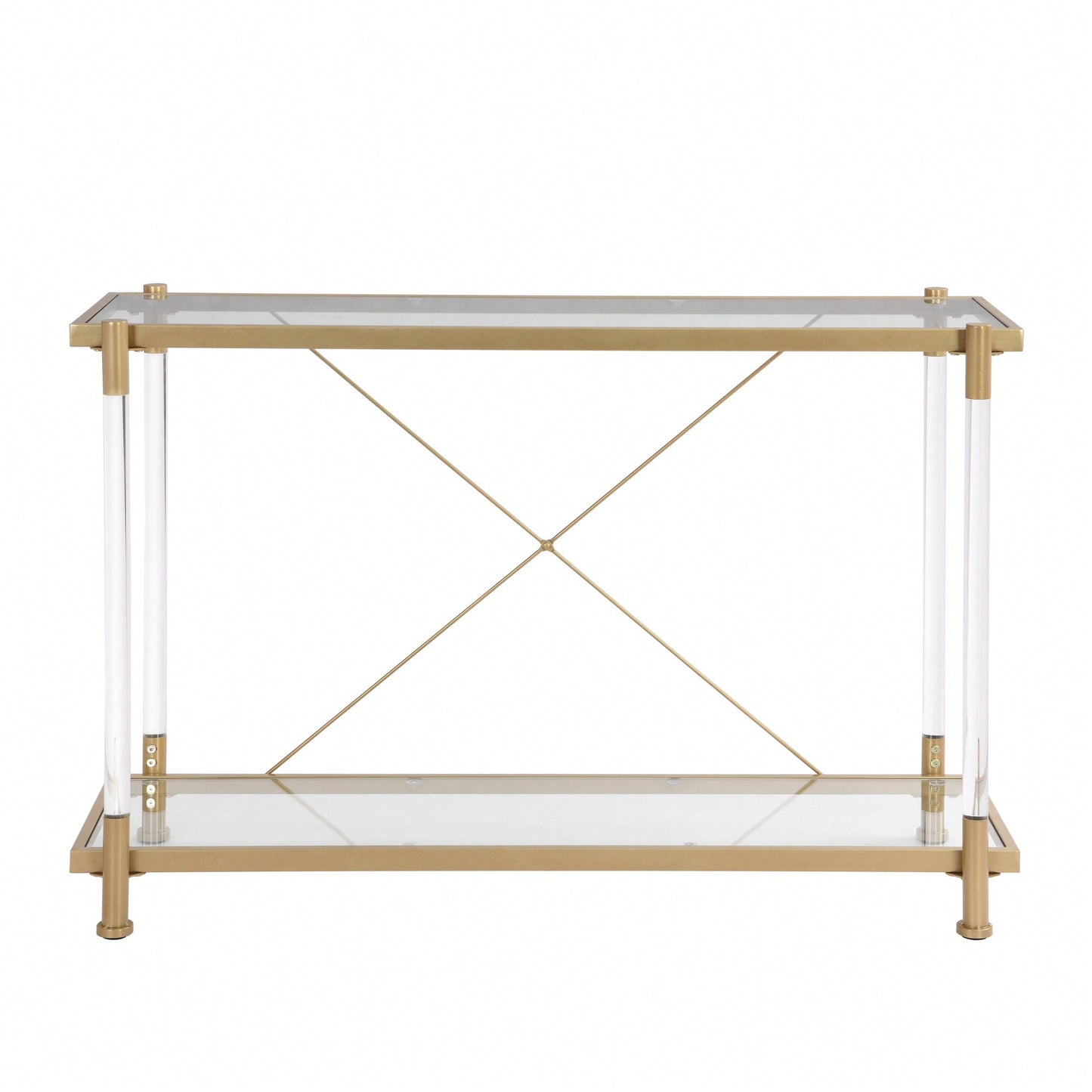 Elegant 43.31 Inch Golden Glass Console Table For Living Room And Bedroom - Stylish Acrylic Side Table