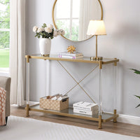 Elegant 43.31 Inch Golden Glass Console Table For Living Room And Bedroom - Stylish Acrylic Side Table