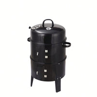 Outdoor Double-Layer Charcoal Wood Fired Braising And Smoking Grill Stove