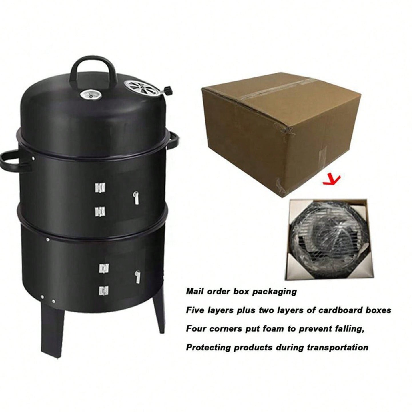 Outdoor Double-Layer Charcoal Wood Fired Braising And Smoking Grill Stove