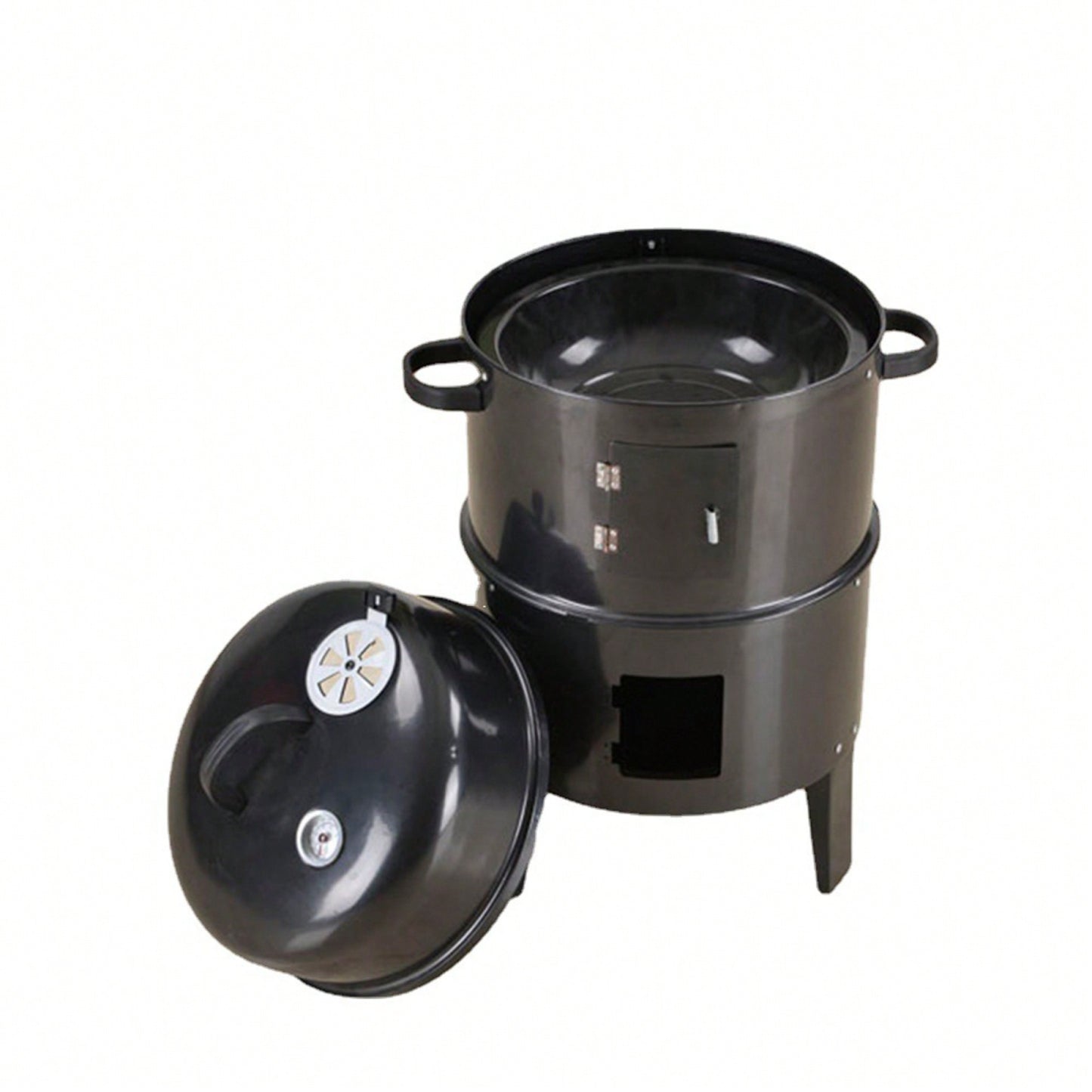 Outdoor Double-Layer Charcoal Wood Fired Braising And Smoking Grill Stove