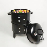 Outdoor Double-Layer Charcoal Wood Fired Braising And Smoking Grill Stove