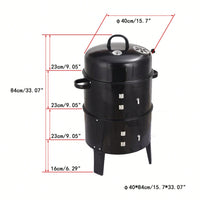 Outdoor Double-Layer Charcoal Wood Fired Braising And Smoking Grill Stove