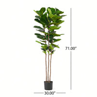 180CM Artificial Fiddle Leaf Fig Tree With 72 Lush Green Leaves For Home And Office Decor