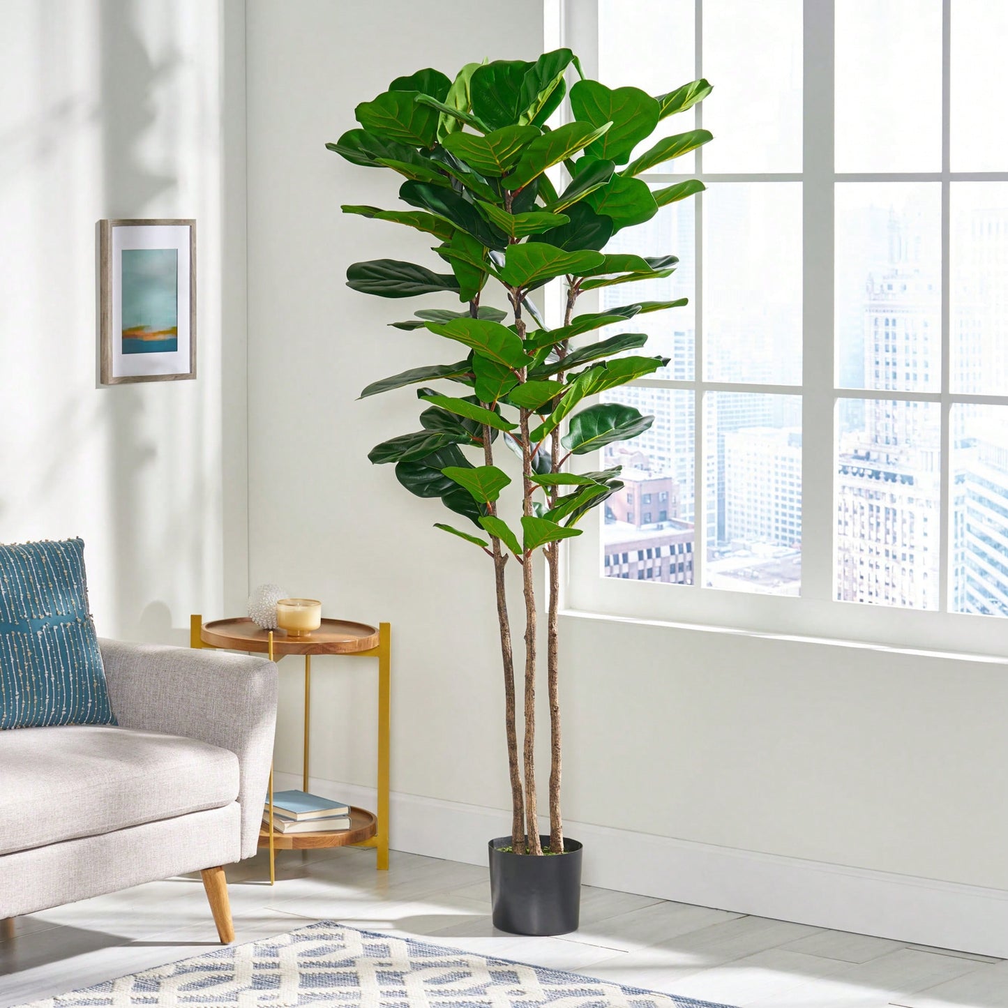 180CM Artificial Fiddle Leaf Fig Tree With 72 Lush Green Leaves For Home And Office Decor