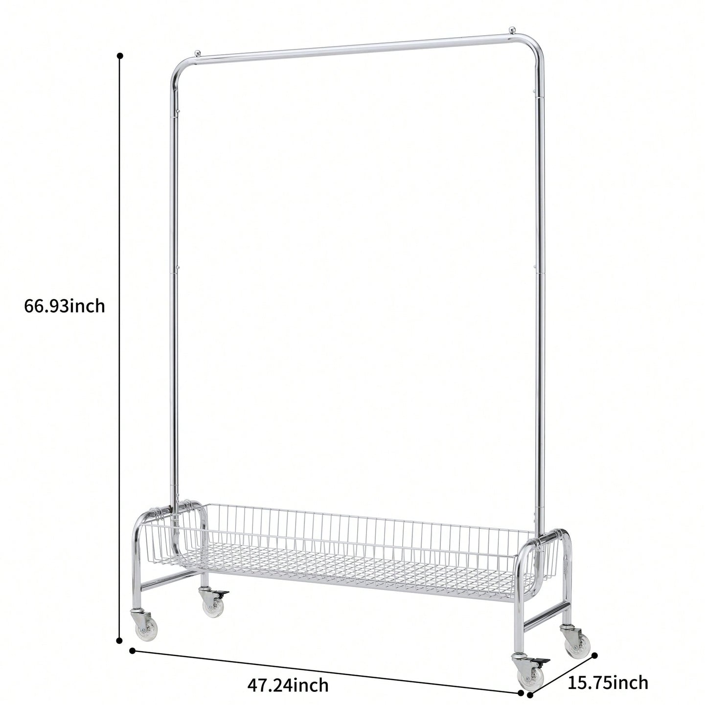 Set Of 2, Heavy Duty Rolling Garment Rack With Storage Basket - Portable Clothes Rack On Wheels For Easy Organization